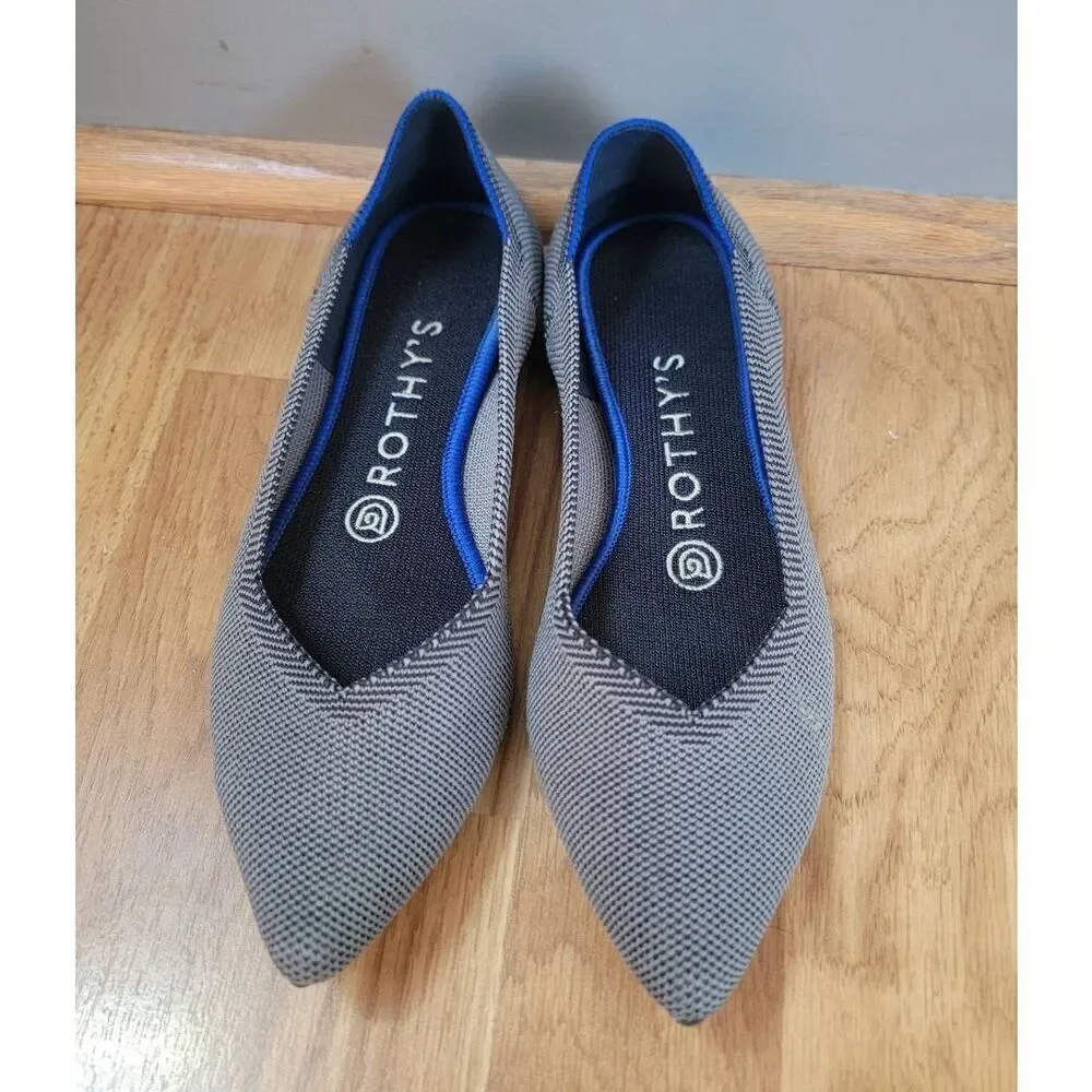 Rothy's Pointed Grey Slip-on Flats 7